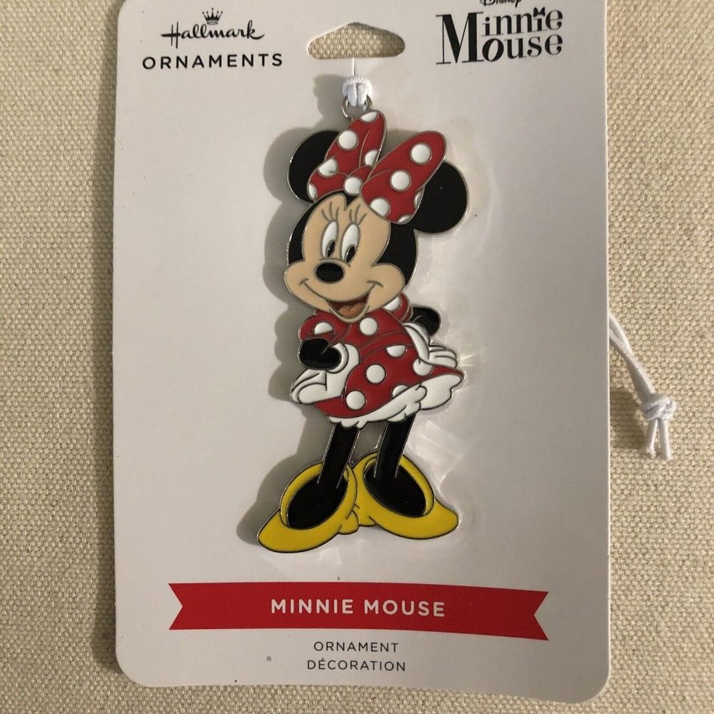 NEW Hallmark 2021 Disney MINNIE MOUSE 3" Flat Metal Enamel Coated Tree Ornament